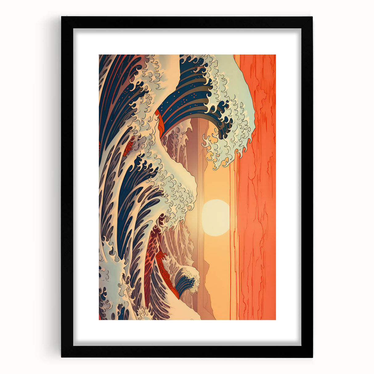 Electric Wave Art: Vibrant Sunset Ocean Scene on Modern Canvas Print