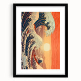 Electric Wave Art: Vibrant Sunset Ocean Scene on Modern Canvas Print