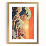 Electric Wave Art: Vibrant Sunset Ocean Scene on Modern Canvas Print