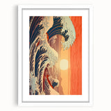 Electric Wave Art: Vibrant Sunset Ocean Scene on Modern Canvas Print