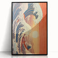 Electric Wave Art: Vibrant Sunset Ocean Scene on Modern Canvas Print