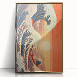 Electric Wave Art: Vibrant Sunset Ocean Scene on Modern Canvas Print