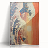 Electric Wave Art: Vibrant Sunset Ocean Scene on Modern Canvas Print