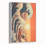Electric Wave Art: Vibrant Sunset Ocean Scene on Modern Canvas Print