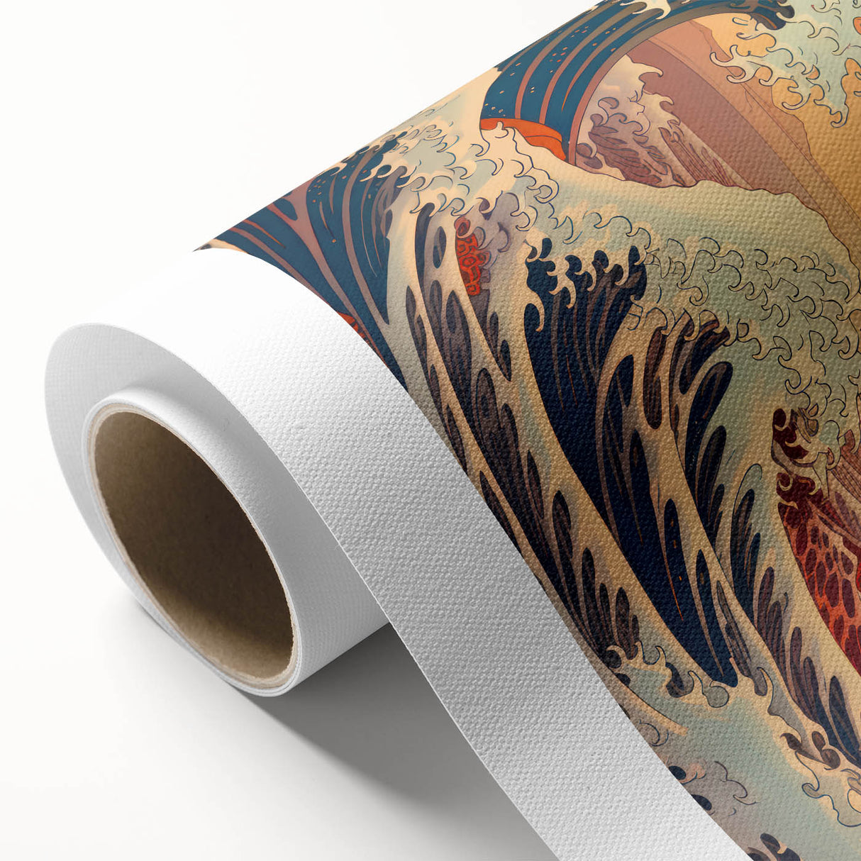 Electric Wave Art: Vibrant Sunset Ocean Scene on Modern Canvas Print