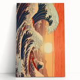 Electric Wave Art: Vibrant Sunset Ocean Scene on Modern Canvas Print