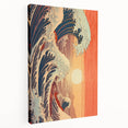 Electric Wave Art: Vibrant Sunset Ocean Scene on Modern Canvas Print