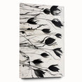 Monochrome Electric Floral Art: Bold Black Tulips on Modern Canvas