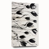 Monochrome Electric Floral Art: Bold Black Tulips on Modern Canvas