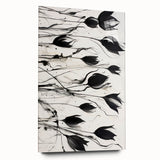 Monochrome Electric Floral Art: Bold Black Tulips on Modern Canvas