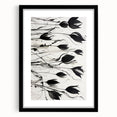 Monochrome Electric Floral Art: Bold Black Tulips on Modern Canvas