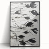 Monochrome Electric Floral Art: Bold Black Tulips on Modern Canvas