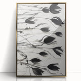 Monochrome Electric Floral Art: Bold Black Tulips on Modern Canvas