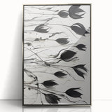 Monochrome Electric Floral Art: Bold Black Tulips on Modern Canvas