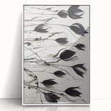 Monochrome Electric Floral Art: Bold Black Tulips on Modern Canvas