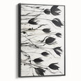 Monochrome Electric Floral Art: Bold Black Tulips on Modern Canvas