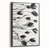 Monochrome Electric Floral Art: Bold Black Tulips on Modern Canvas