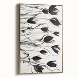 Monochrome Electric Floral Art: Bold Black Tulips on Modern Canvas