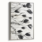 Monochrome Electric Floral Art: Bold Black Tulips on Modern Canvas