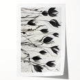 Monochrome Electric Floral Art: Bold Black Tulips on Modern Canvas