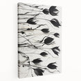 Monochrome Electric Floral Art: Bold Black Tulips on Modern Canvas