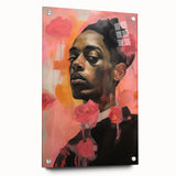 Abstract Portrait Electric Art: Modern Expressive Figure with Floral Motifs