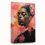 Abstract Portrait Electric Art: Modern Expressive Figure with Floral Motifs