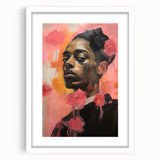 Abstract Portrait Electric Art: Modern Expressive Figure with Floral Motifs