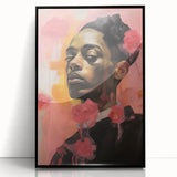 Abstract Portrait Electric Art: Modern Expressive Figure with Floral Motifs