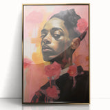 Abstract Portrait Electric Art: Modern Expressive Figure with Floral Motifs