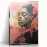 Abstract Portrait Electric Art: Modern Expressive Figure with Floral Motifs