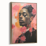 Abstract Portrait Electric Art: Modern Expressive Figure with Floral Motifs