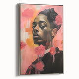 Abstract Portrait Electric Art: Modern Expressive Figure with Floral Motifs