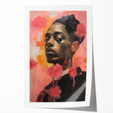 Abstract Portrait Electric Art: Modern Expressive Figure with Floral Motifs