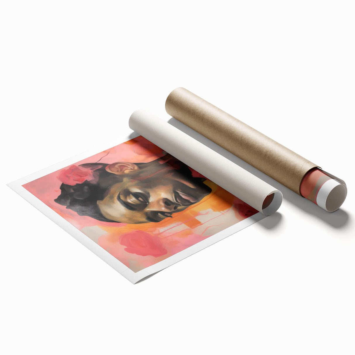 Abstract Portrait Electric Art: Modern Expressive Figure with Floral Motifs