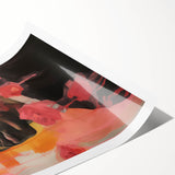 Abstract Portrait Electric Art: Modern Expressive Figure with Floral Motifs