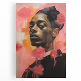 Abstract Portrait Electric Art: Modern Expressive Figure with Floral Motifs