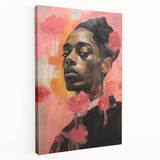 Abstract Portrait Electric Art: Modern Expressive Figure with Floral Motifs