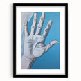 Electric Hand Art Canvas: Abstract Blue and White Modern Wall Print