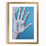 Electric Hand Art Canvas: Abstract Blue and White Modern Wall Print