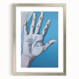 Electric Hand Art Canvas: Abstract Blue and White Modern Wall Print