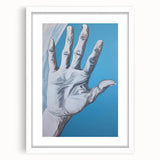 Electric Hand Art Canvas: Abstract Blue and White Modern Wall Print