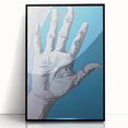 Electric Hand Art Canvas: Abstract Blue and White Modern Wall Print