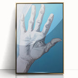 Electric Hand Art Canvas: Abstract Blue and White Modern Wall Print