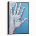Electric Hand Art Canvas: Abstract Blue and White Modern Wall Print