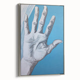 Electric Hand Art Canvas: Abstract Blue and White Modern Wall Print