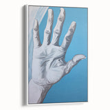 Electric Hand Art Canvas: Abstract Blue and White Modern Wall Print