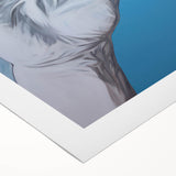 Electric Hand Art Canvas: Abstract Blue and White Modern Wall Print