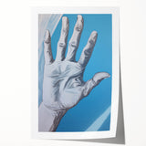 Electric Hand Art Canvas: Abstract Blue and White Modern Wall Print