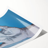 Electric Hand Art Canvas: Abstract Blue and White Modern Wall Print